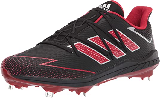 New Adidas Men's Fv9395 Baseball Metal Cleats Black/Red Size 9