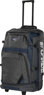 New Rawlings R1801 Wheeled Catcher's Backpack  25"H x 15"W x 12"D  Navy/Gray