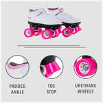 New Chicago Skates Bullet Ladies Speed Roller Skate –White/Pink Size 7 B-100W