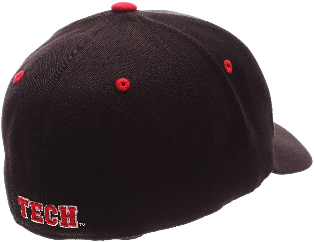 New Zephyr Texas Tech Red Raiders DH Fitted Hat 7 5/8" Black/Red 100% Woll