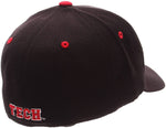 New Zephyr Texas Tech Red Raiders DH Fitted Hat 7 5/8" Black/Red 100% Woll