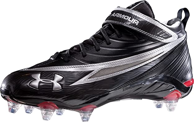 New Other Under Armour Fierce II Mid Detachable Football Cleat Men's 11.5 Blk/Slvr/Rd