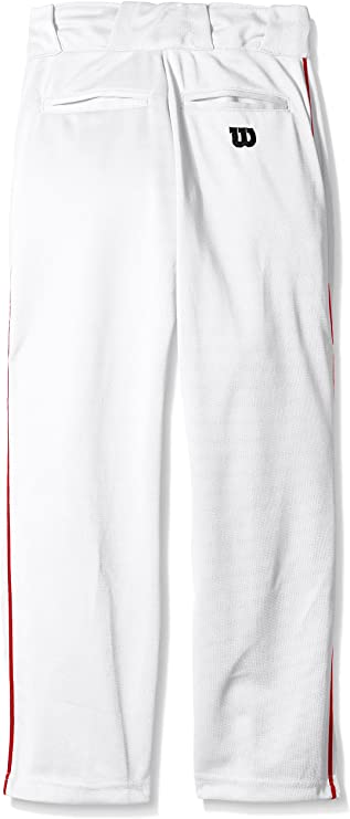 New Wilson Youth Classic Relaxed Fit Piped Baseball Pant Lrg White/Red Piping
