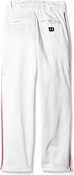 New Wilson Youth Classic Relaxed Fit Piped Baseball Pant Lrg White/Red Piping