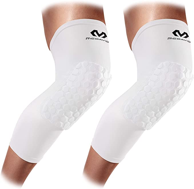 New McDavid Hex Knee Pads Compression Leg Sleeve Youth White