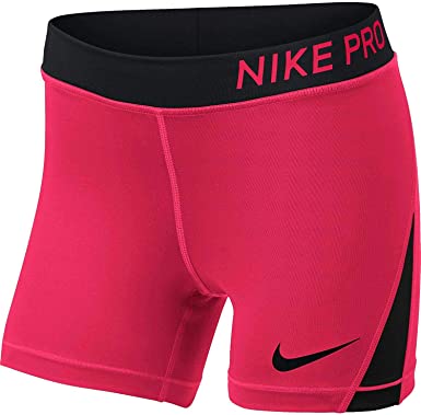 New Nike Pro Girls' 4'' Shorts Pink/Black Small Elastic closure