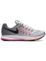 New WMNS WIDE Nike Air Zoom Pegasus 33 831357 PLAT/BLK-GRY/PNK 12 Running Shoe