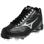 New Mizuno Pro Limited G4 Mid Leather Men 12.5 Baseball Metal Cleat Black/Silver
