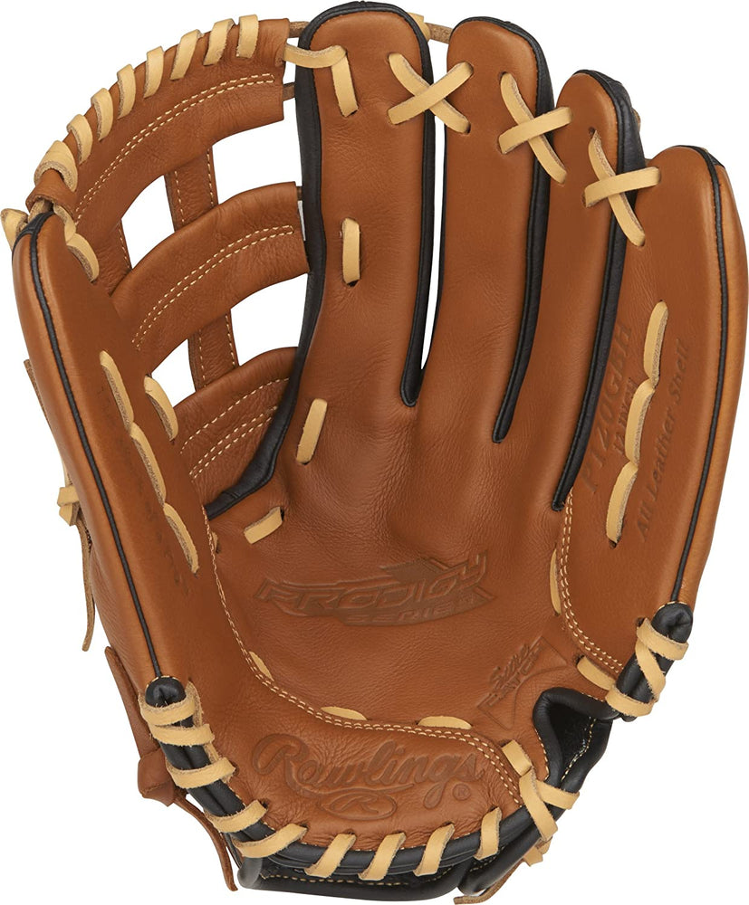 New Rawlings Prodigy Youth Baseball Glove 12 Inch RHT Black/Brown  Pro H Web