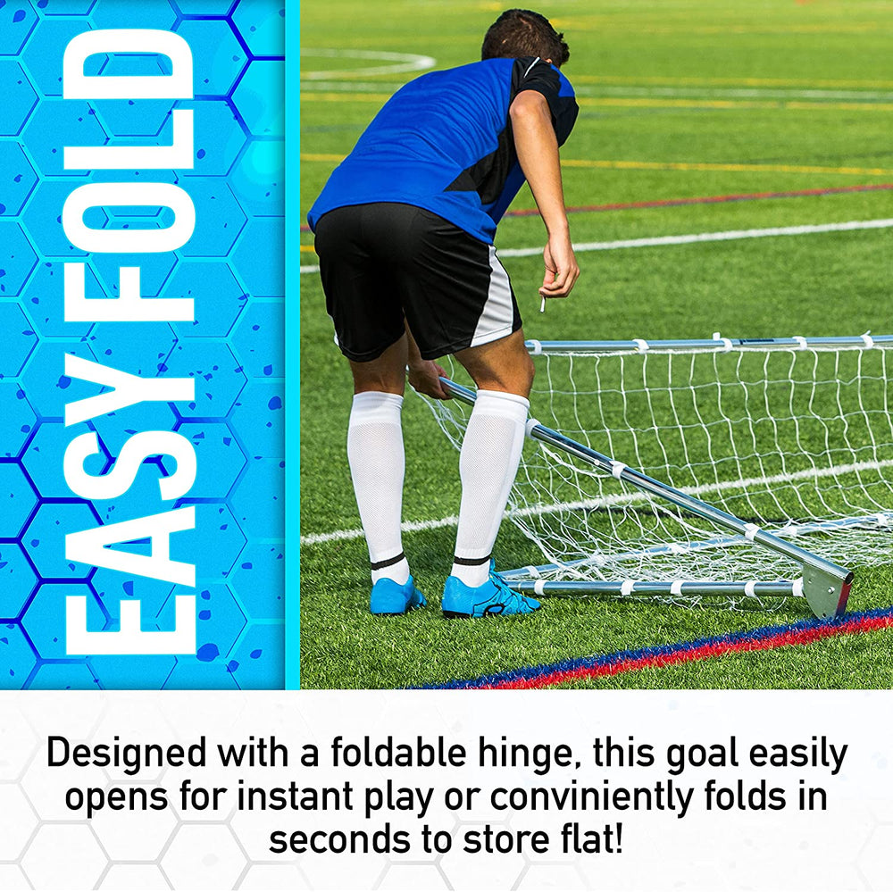 New Franklin Sports Premier Steel 12 x 6 Folding Soccer Goal  Silver