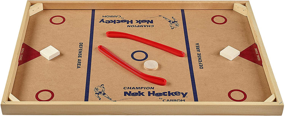 New Carrom Nok Hockey Game Solid wood goal zone, 2 Pucks, 2 Hockey Sticks