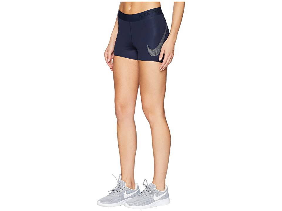 New Nike Pro Tight Fit Women Training Shorts 3" Inseam Navy Blue XS 932116-451