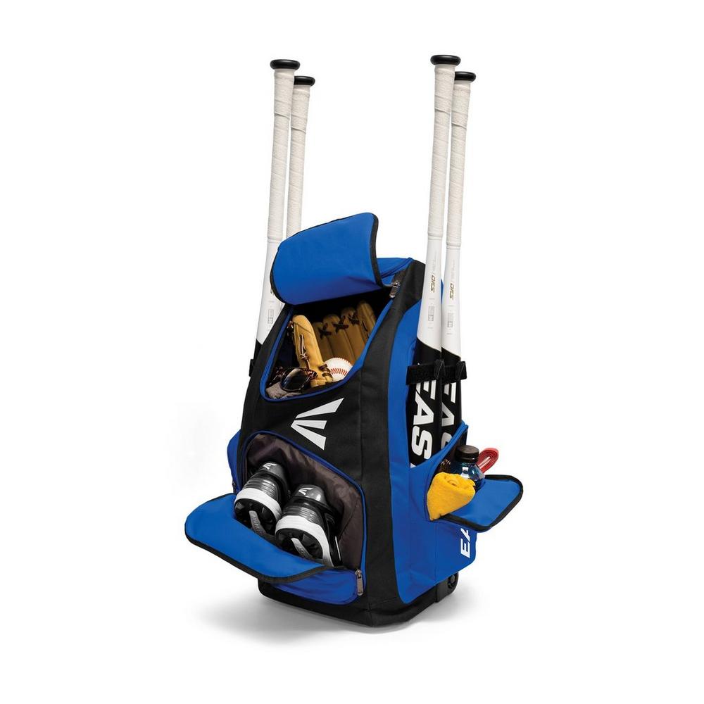 New Easton Wheeled Traveler Bag Stand Up Baseball Royal/Black 24"Hx13.5"Wx11"D