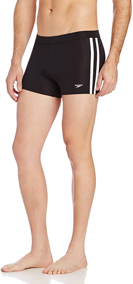 New Speedo Men's Swimsuit Square Leg Splice Size Small Black/White