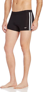 New Speedo Men's Swimsuit Square Leg Splice Size Small Black/White