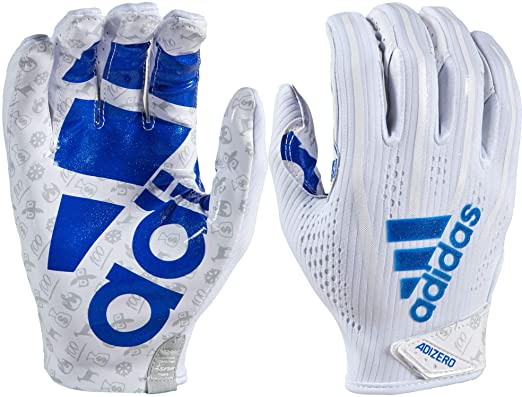 New Adidas Adult Adimoji Receiver Gloves White/Royal, Small
