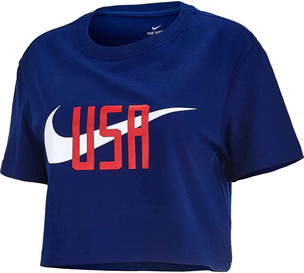New Nike Womens Medium World Cup USA Soccer Squa Crop Top Navy