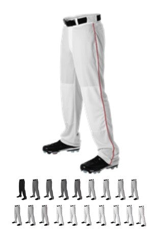 New Alleson Open Bottom Baseball Pants with Braid Adult Small White/Red