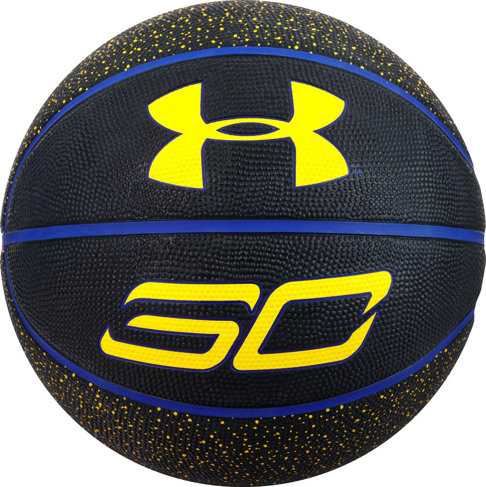 New Under Armour 28.5 Outdoor Basketball, Black/Yellow, Intermediate/Size 6