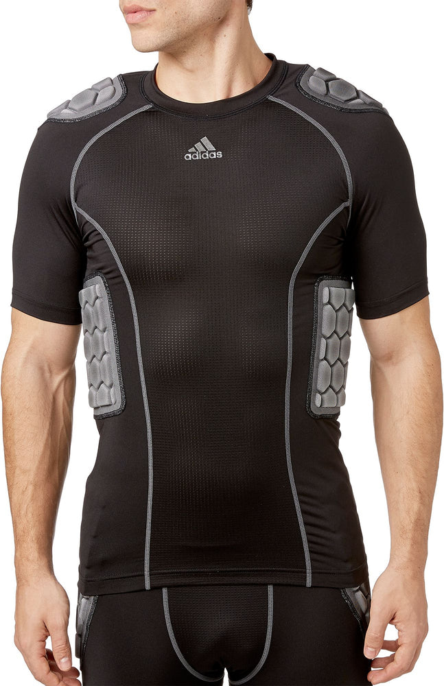 New Adidas techfit padded compression shirt Adult Small 5 Pad Black/Silver