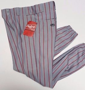 New Rawlings Men's BP95 Relaxed Fit Baseball Pants Small Grey/Red
