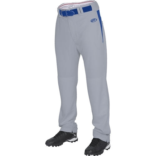 New Rawlings Men BPVP Baseball Pant Grey/Royal Large BPVP-BG/R-90