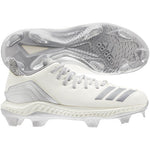 New Adidas Women's Icon Bounce Size 7.5 Silver/White Softball Metal Cleats