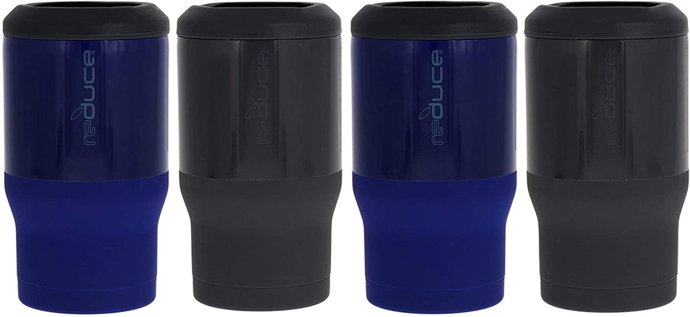 New Reduce Cold-1 Bottle/Can Cooler Sweat Proof , 4 Pack Grey/Blue