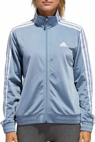 New Adidas Women's Essentials Tricot Track Jacket w/Pocket Gray/White X-Small