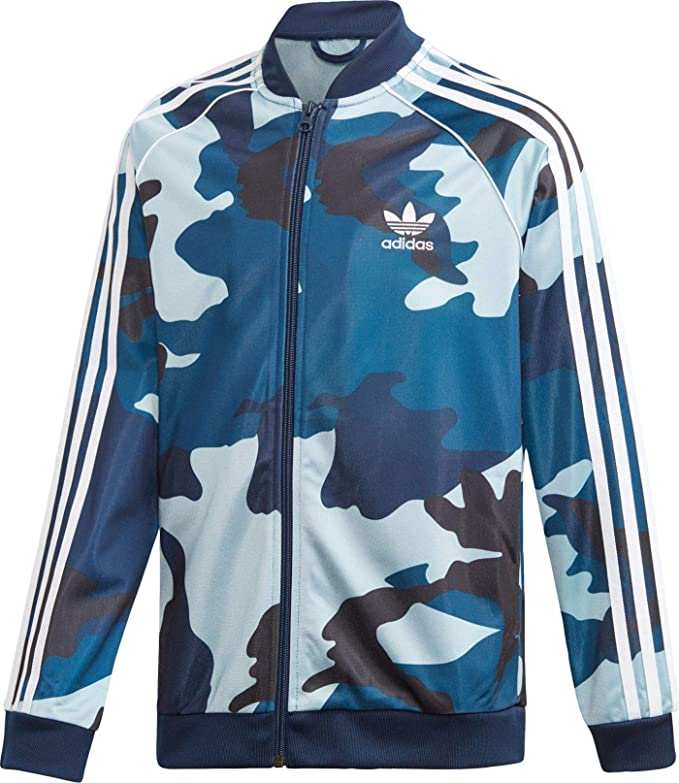 New Adidas Boy's XL Camouflage SST Track Jacket Blue