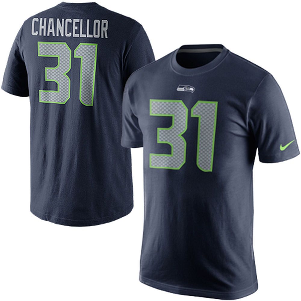 New Nike Men Kam Chancellor Pride Name and Number Shirt Navy/Green/Silver Large
