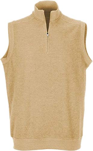 New Greg Norman Men's Contemporary Quarter-Zip Golf Vest Tan Medium