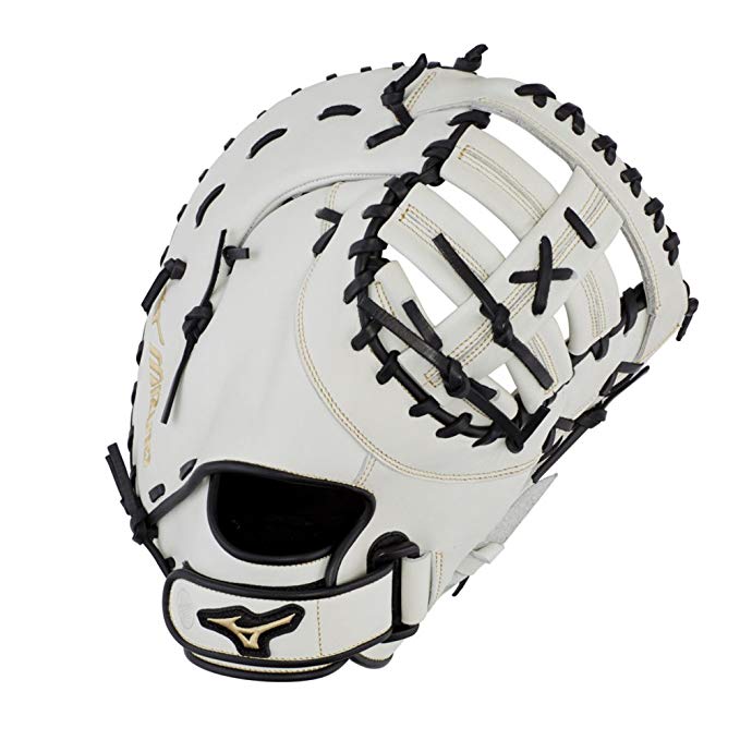 New Mizuno GXF50FPW MVP Prime Fastpitch Softball First Base Mitts, 13" Wht/Blk