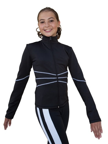 New Chloe Noel Swirls Figure Skating Jacket J37 Youth Medium Black/White