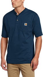 New Carhartt Men's Workwear Pocket Henley Shirt Size Large Navy K84NVY