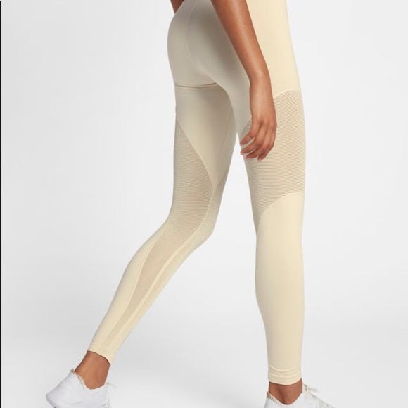 New Nike Women's Pro Warm 7/8 Training Tights (Light Cream/Gold, Medium)