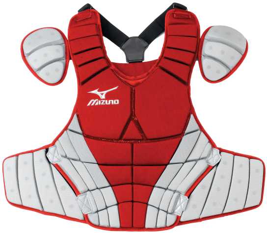 mizuno catchers gear New Mizuno Catcher Chest Protector 380151 15" Red/Grey G2 Adult Baseba –  PremierSports