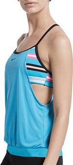New Nike Women's Layered Sport T-Back Tankini Swim Top Medium Muti-Colored