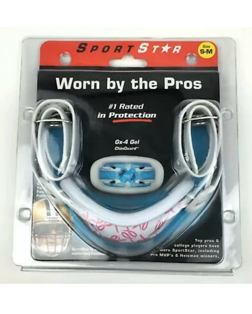 New Sportstar American Flag Gx-4 GEL Football Chin Strap Guard White/Pink