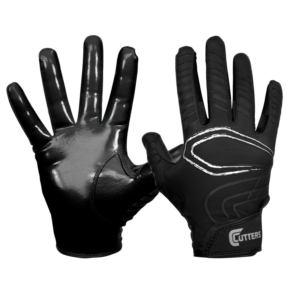 New Cutters Football Glove, Best Grip Rev Football Gloves, Black/White Large