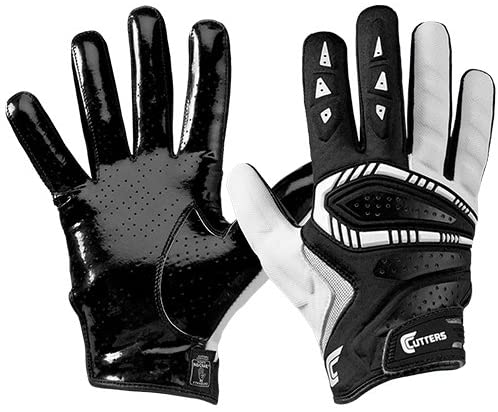 New Cutters Gamer Men's Large 3.0 Padded Receiver Football Gloves White/Black