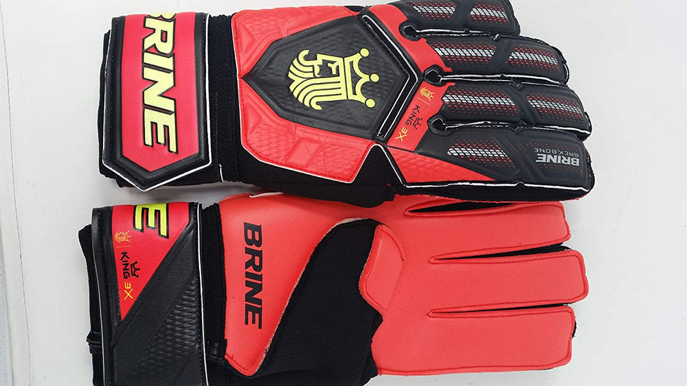 New BRINE KING MATCH 3X GOALIE KEEPER SOCCER GLOVES Mens 4 Red/Black