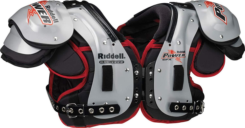 New Riddell Varsity Power SPX RB/DB Football Shoulder Pads Large Silver/Black