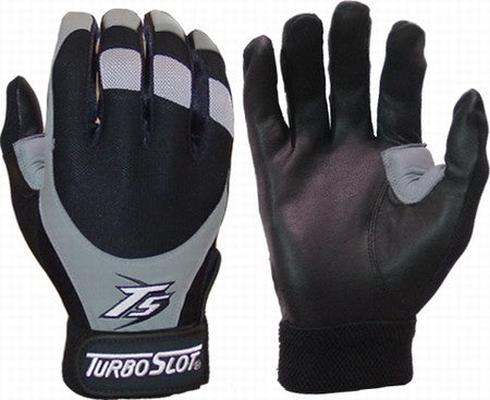 New Turbo Slot Adult Small Black/Gray Baseball Batting Gloves