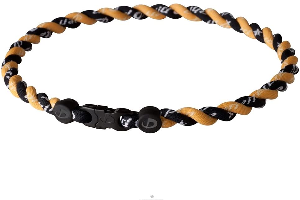 New Phiten Tornado Titanium Necklace 18 Inch Gold/Black TR0003B