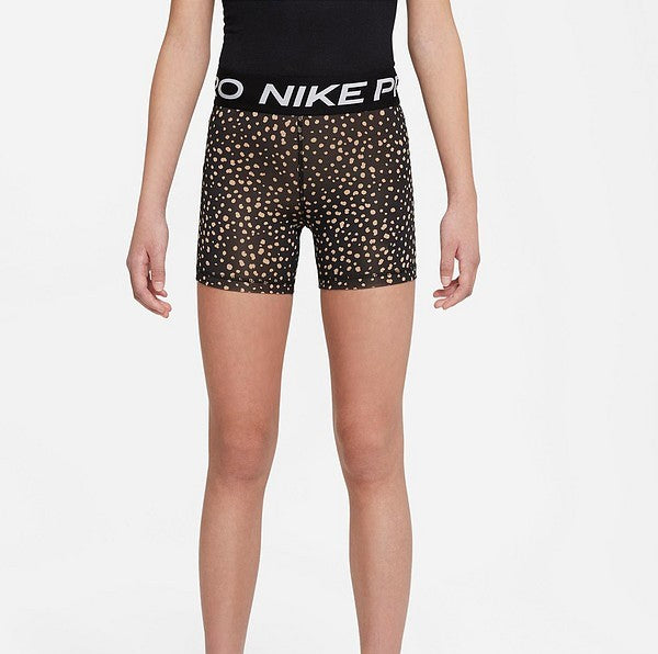 New Nike Pro Girls Dri-FIT 3" Shorts Black/Tan Large