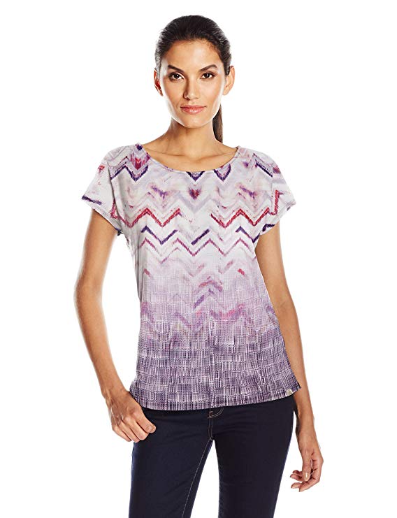 New prAna Harlene Top W11170133 Women's Large Purple/White