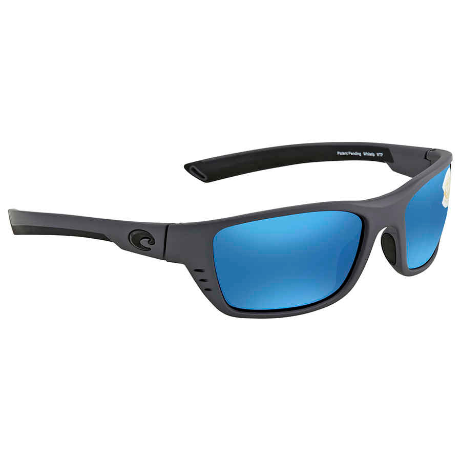New Costa Del Mar Men's Whitetip Rectangular Blue Mirrored Grey Sunglasses