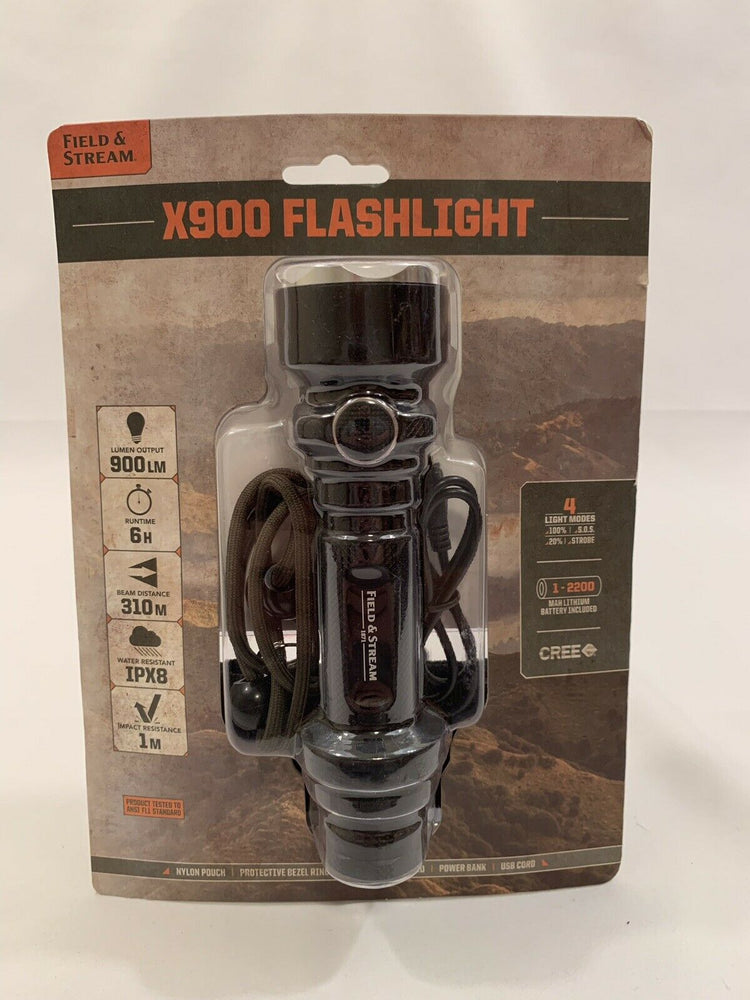 New Field and Stream Outdoorsman Flashlight X900, 900 LUMENS Rechargeable